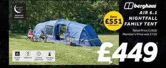 GO Outdoors Berghaus air 6.1 nightfall family tent offer