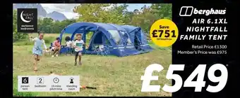 GO Outdoors Berghaus air 6.1 xl nightfall family tent offer