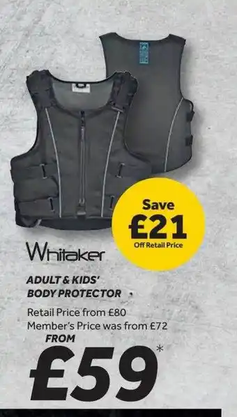 GO Outdoors Whitaker adult & kids' body protector offer