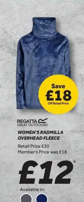GO Outdoors Regatta women's radmilla overhead fleece offer