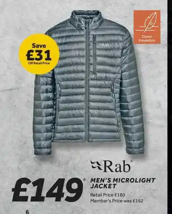 GO Outdoors Rab men's microlight jacket offer