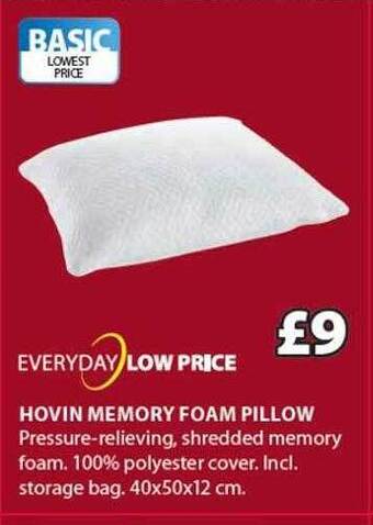 JYSK Hovin memory foam pillow offer