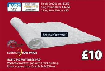 JYSK Basic t40 mattress pad offer