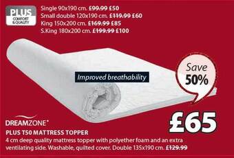 JYSK Plus t50 mattress topper offer