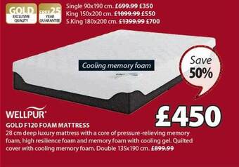 JYSK Gold f120 foam mattress offer
