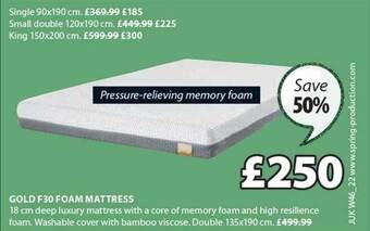 JYSK Gold f30 foam mattress offer