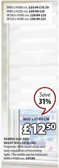 JYSK Femris day and night roller blind offer