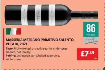 Lidl Masseria metrano primitivo salento, puglia, 2021 offer