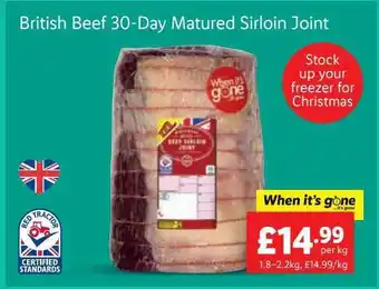 Lidl British beef 30-day matured sirloin joint offer
