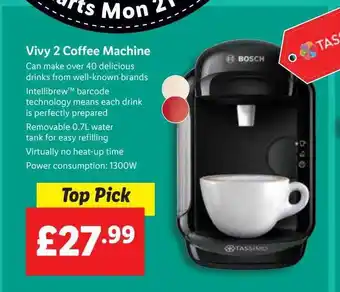 Lidl Bosch vivy 2 coffee machine offer