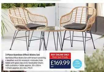 Aldi 3 Piece Bamboo Effect Bistro Set offer