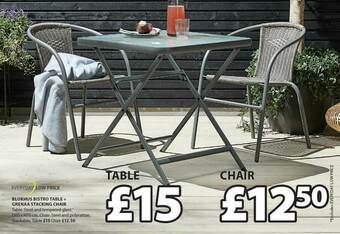 JYSK Blokhus Bistro Table + Grena A Stacking Chair offer