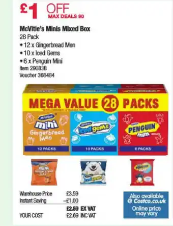 Costco Mcvitie's Minis Mixed Box offer