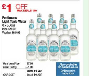 Costco Fentimans Light Tonic Water offer