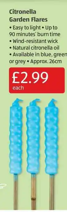 Aldi Citronella Garden Flares offer