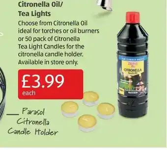 Aldi Citronella Oil-Tea Lights offer