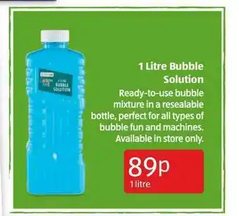 Aldi 1 Litre Bubble Solution offer