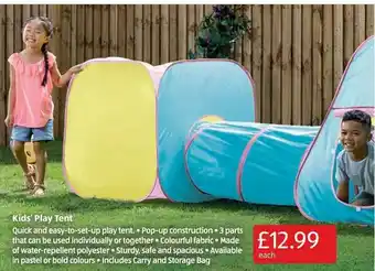 Aldi Kid's Play Tent offer
