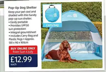Aldi Pop-Up Dog Shelter offer