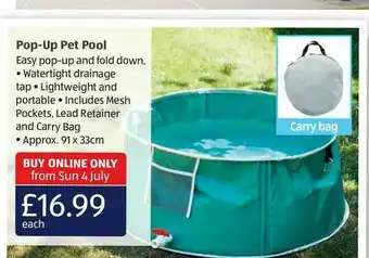 Aldi Pop-Up Pet Pool offer