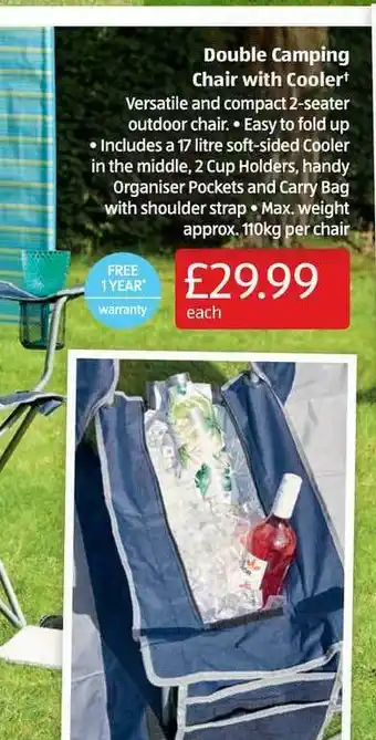 Aldi Double Camping Chair With Cooler offer