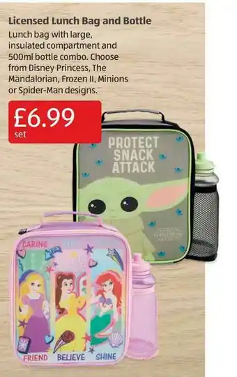 Aldi Licensed Lunch Bag And Bottle offer