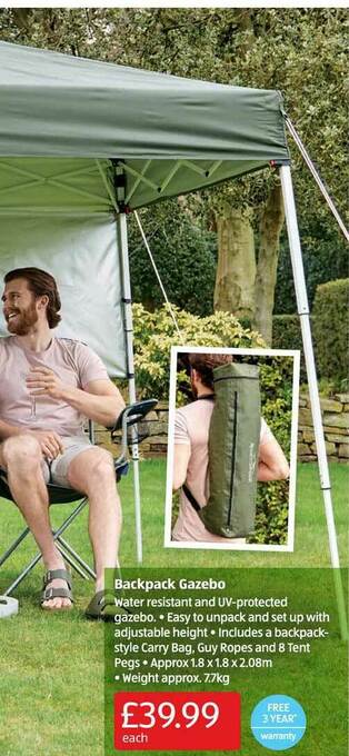 Aldi Backpack Gazebo offer
