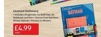 Aldi Licensed Stationery offer