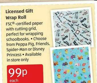 Aldi Licensed Gift Wrap Roll offer