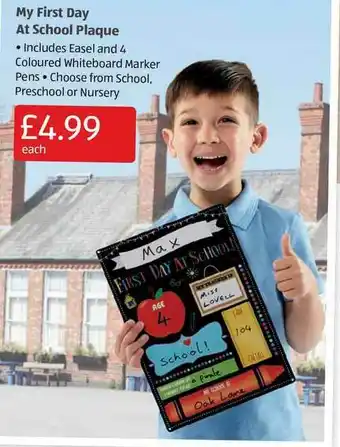 Aldi My First Day At School Plaque offer