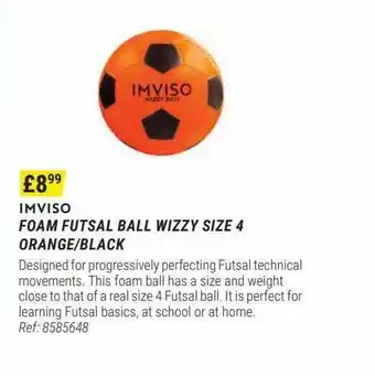 Decathlon Imviso foam futsal ball wizzy size 4 orange-black offer