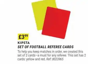 Decathlon Kipsta set of football referee cards offer