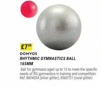 Decathlon Domyos rhythmic gymnastics ball 165mm offer