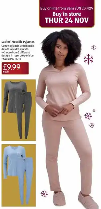 Aldi Ladies' metalik pyjamas offer