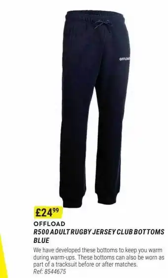 Offload r500 adult rugby jersey club bottoms blue