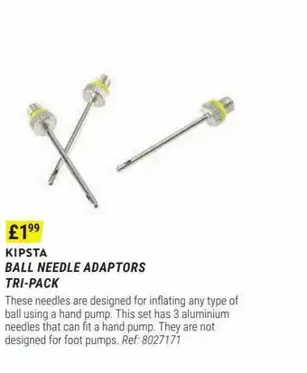 Decathlon Kipsta ball needle adaptors tri-pack offer