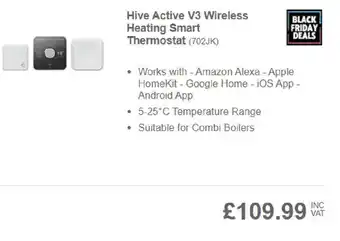 Screwfix Hive Active V3 Wireless Heating Smart Thermostat offer