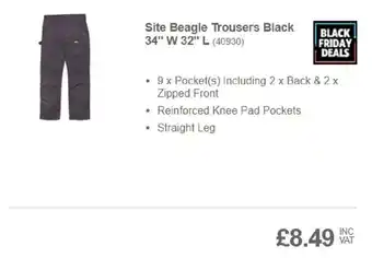 Screwfix Site Beagle Trousers Black offer