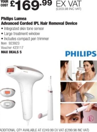 Costco Philips Lumea Advanced Corded IPL Hair Removal Device offer
