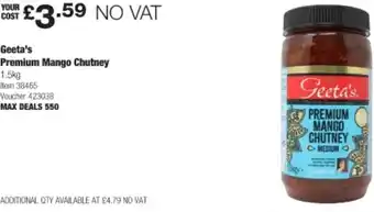Costco Geeta's Premium Mango Chutney 1.5kg offer