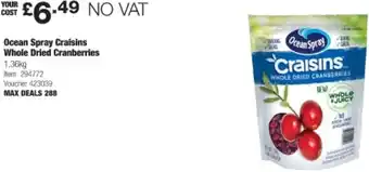 Costco Ocean Spray Craisins Whole Dried Cranberries 1.36kg offer