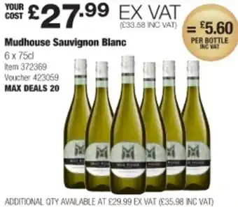 Costco Mudhouse Sauvignon Blanc 6 x 75cl offer