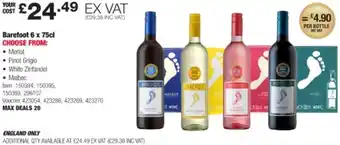 Costco Barefoot 6 x 75cl offer