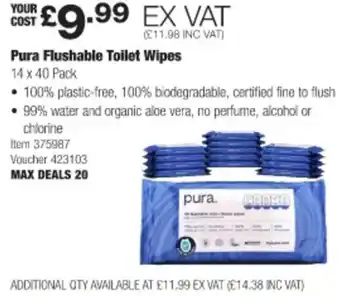 Costco Pura Flushable Toilet Wipes 14 x 40 Pack offer
