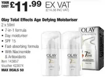 Costco Olay Total Effects Age Defying Moisturiser 2 x 50ml offer