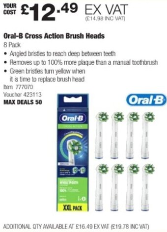 Costco Oral-B Cross Action Brush Heads 8 Pack offer