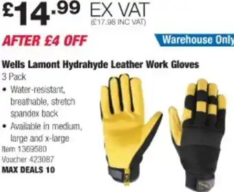 Costco Wells Lamont Hydrahyde Leather Work Gloves 3 Pack offer