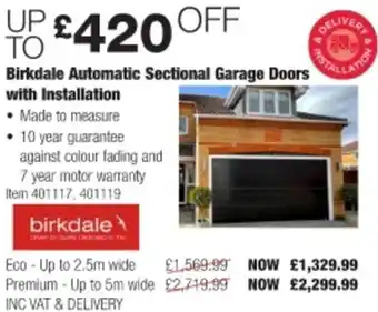 Costco Birkdale Automatic Sectional Garage Doors with Installation Premium-Uo to 5 m wide offer