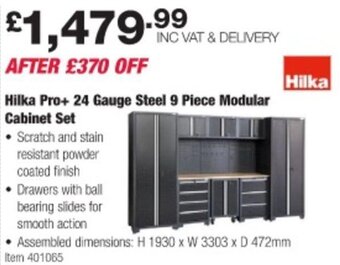Costco Hilka Pro+ 24 Gauge Steel 9 Piece Modular Cabinet Set offer