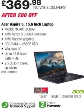 Costco Acer Aspire 5, 15.6 Inch Laptop offer